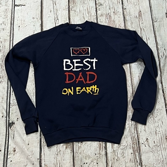 Vintage 1980s Best Dad On Earth Father's Day 80s Crewneck Sweatshirt - Picture 1 of 3